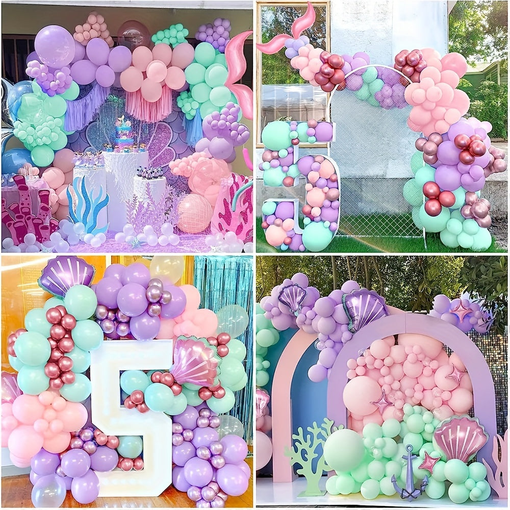 120pcs Mermaid Bow Garland Set Pale Purple Balloons Party Decoration