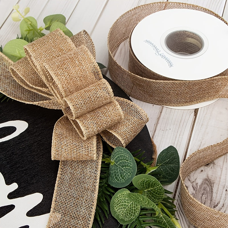 Burlap Wired Ribbon 5.08cm x 4.57m - Big Bow, Wreath, Tree Decoration