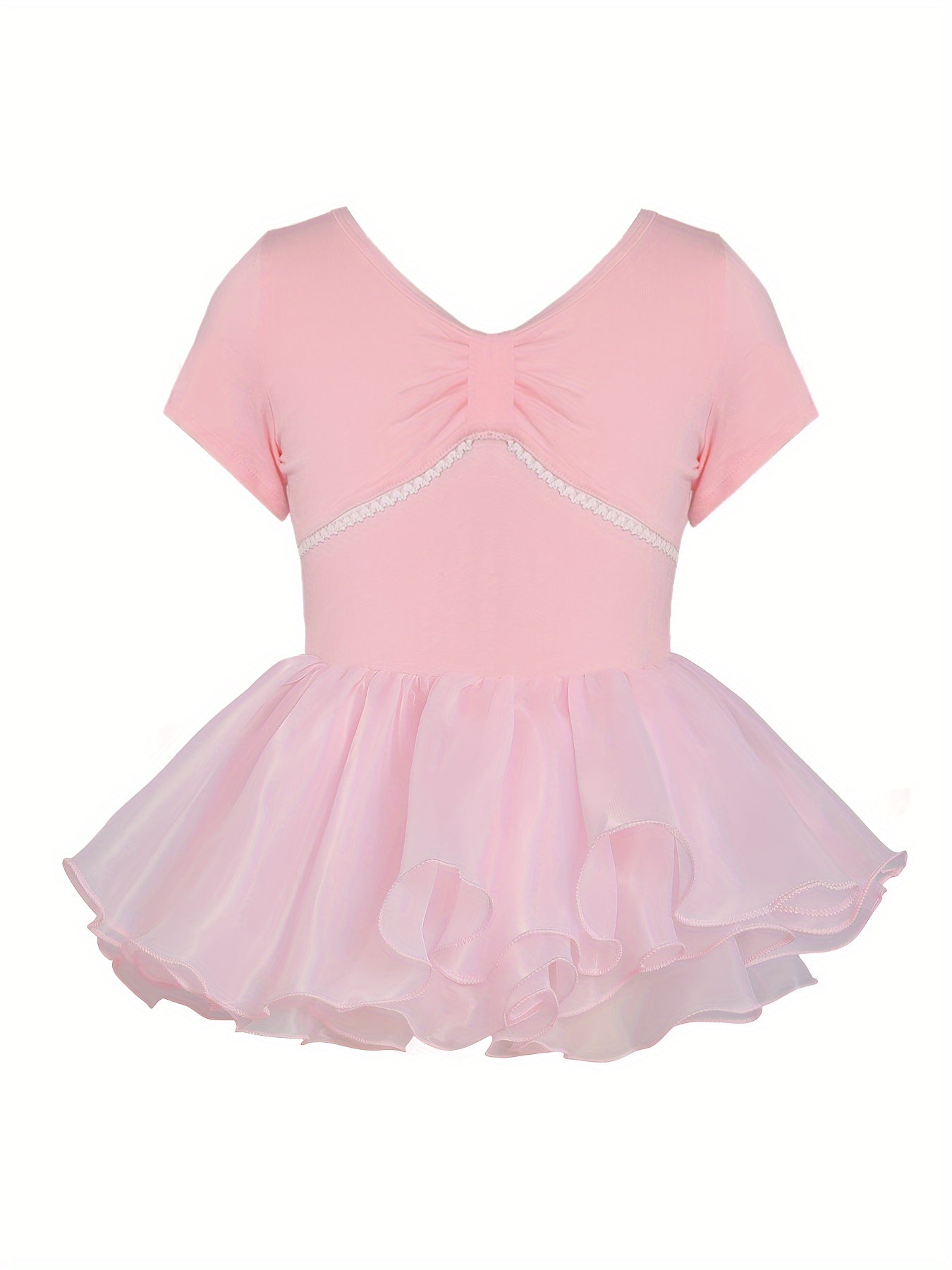 Girls Cotton Short Sleeve Tutu Dress Leotard for Dance