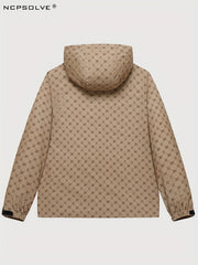 Men's Monogram Lightweight Hooded Windbreaker Jacket Coat