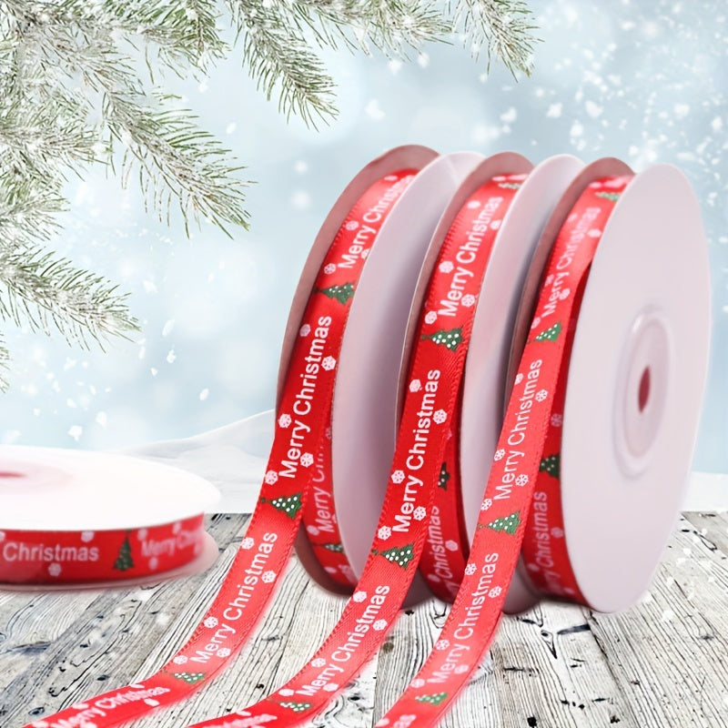 Christmas Gift Wrapping Ribbon Silk Tree Pattern Red Ribbon 866 Inches