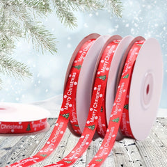 Christmas Gift Wrapping Ribbon Silk Tree Pattern Red Ribbon 866 Inches