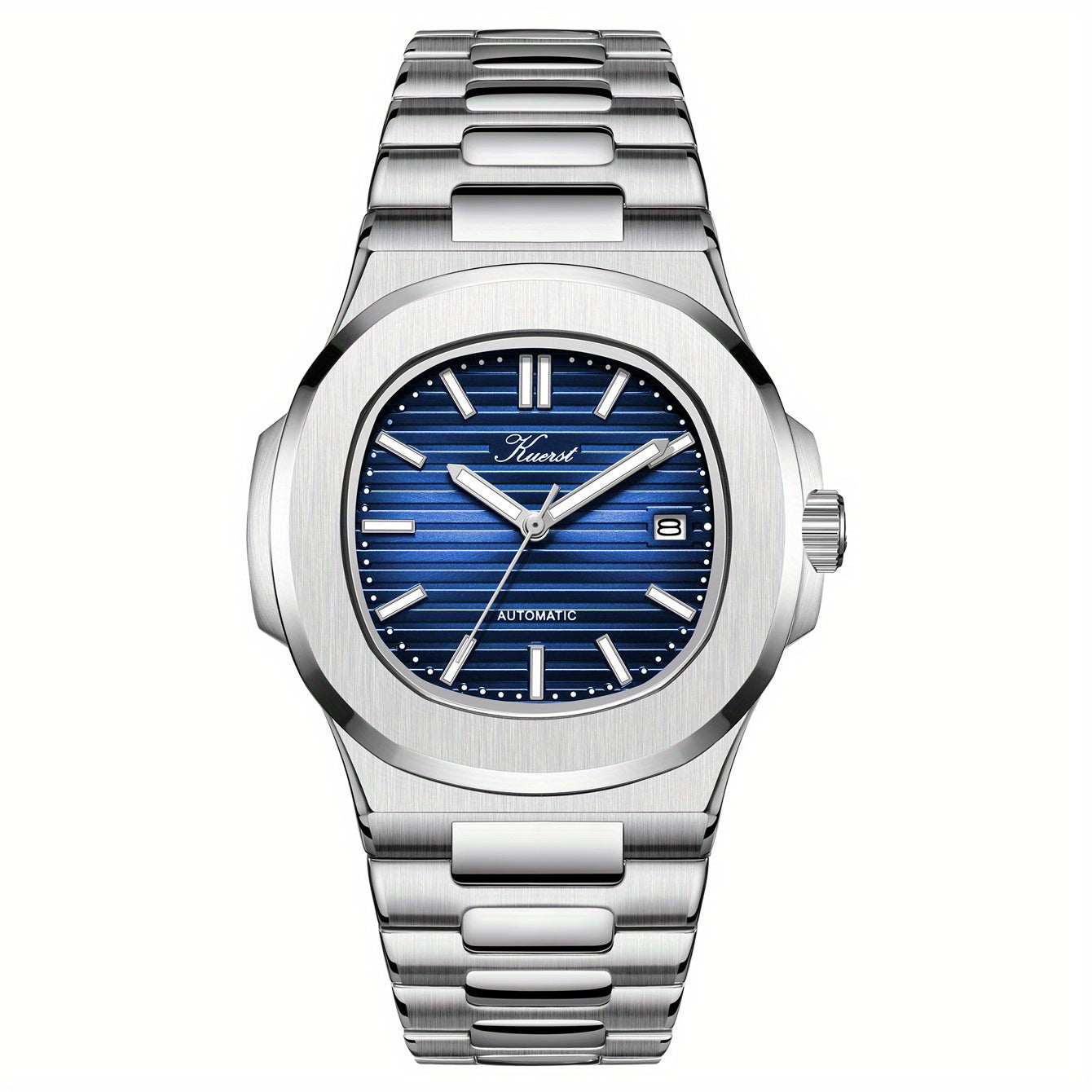 KUERST Men's Steel Strap Auto Mechanical Water Resistant Watch