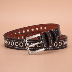 Punk PU Leather Casual Belt with Metal Square Buckle