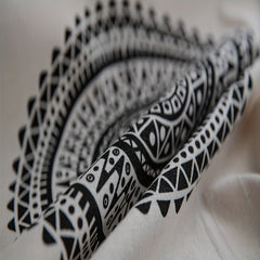 Boho Geometric Print Cream Curtain With Fringe - Semi Blackout