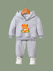 Kitty Print Hoodies Pants Set for Girls Boys Spring Fall Sports Gift