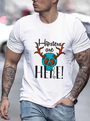 Anime Skull Print Men's Graphic Crew Neck Active T shirt Casual Comfy Tees