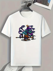 Cartoon Monster Pattern Print Men's Sports T-shirt