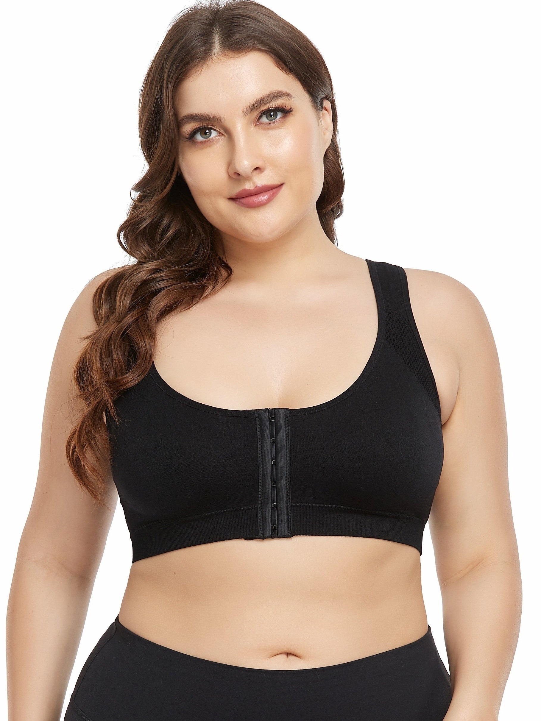 Mesh Front Buckle Sports Bra Racer Back Yoga Fitness Lingerie
