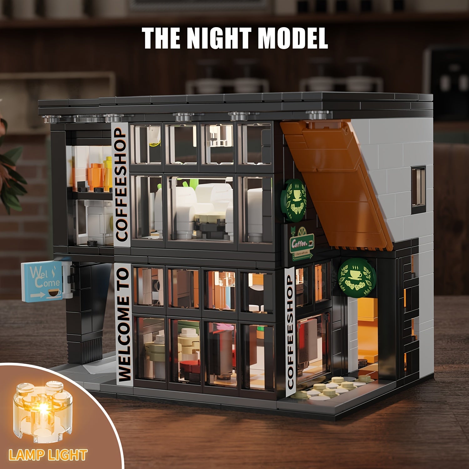 Coffee Shop Building Blocks Toy Model City Street Scene Coffee House