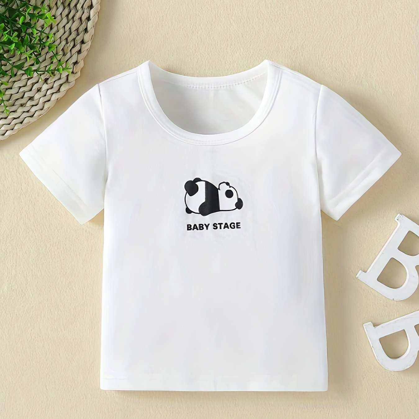 Baby Girls Short Sleeve Panda Graphic T-Shirt for Spring and Summer