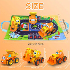 Cartoon Construction Vehicles Toy Set For Toddlers 3 Different Styles Of Orange