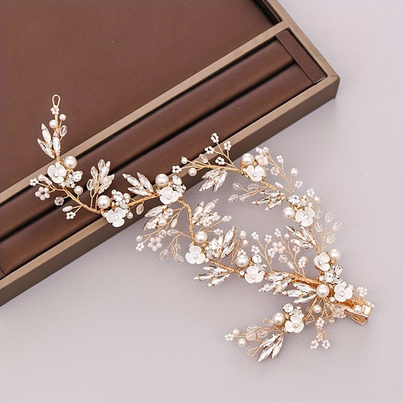 Crystal Pearl Bridal Headpiece Wedding Hair Accessory