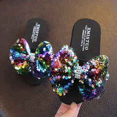 Girls Big Bowknot Non Slip Open Toe Slides For Kids Summer