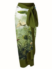 Painting Print Tankini Set + Wrap Skirt