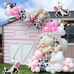 140pcs Pink Cow Balloon Garland Kit for Girl Birthday Party