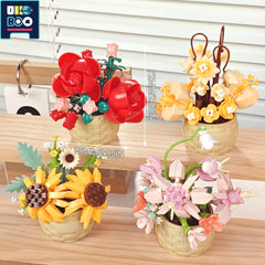 Colorful Flower Bouquet Building Blocks Set Succulent Plant Decor Kit