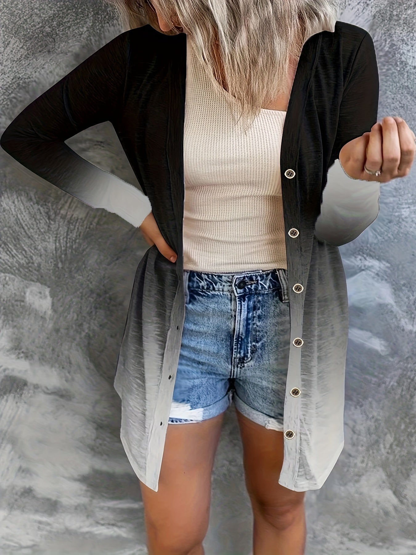 Floral Print Long Sleeve Cover Up