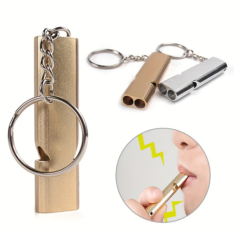 Portable Survival Whistle Double pipe Multifunctional Whistle Keychain
