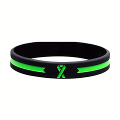 Green Awareness Ribbon Thin Line Rubber Bracelet Silicone Wristband