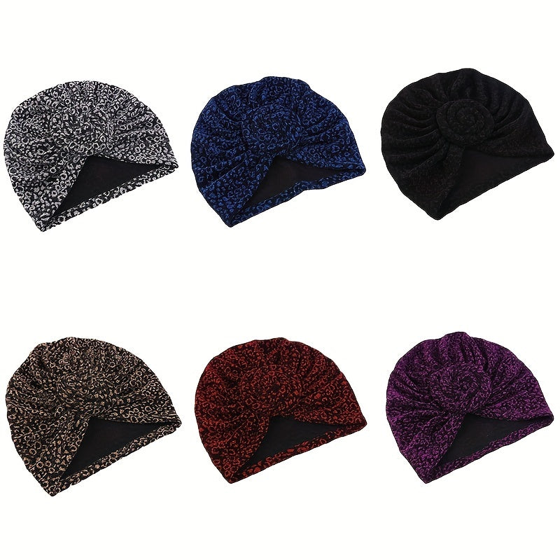 Leopard Print Turban Cap Twist Knot Bonnet Head Wrap
