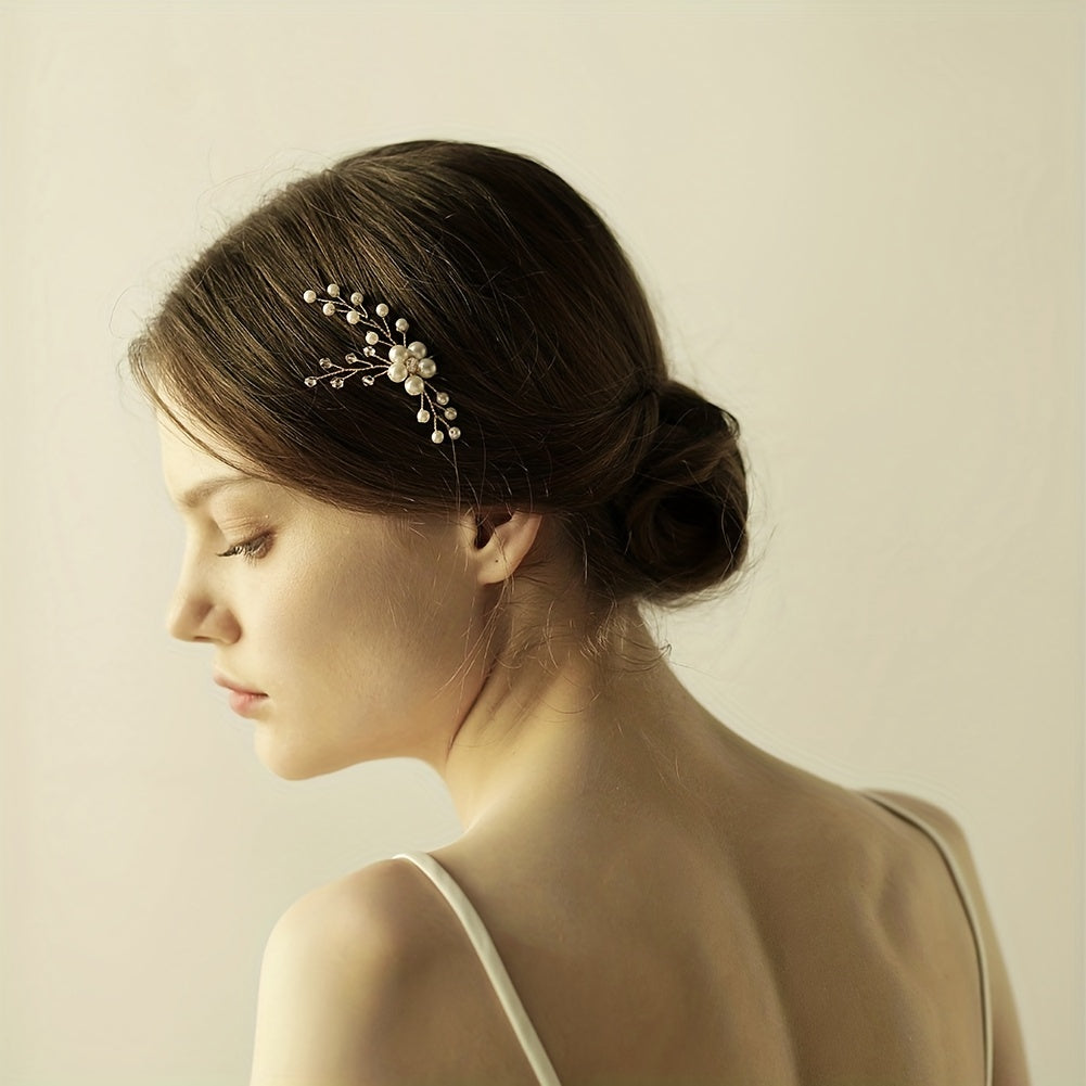 Faux Pearl Alloy Hairpin U shaped Hair Pin Head Jewelry Bridal Hair Accessories
