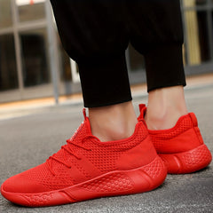 Men's Lace Up Knit Sneakers Breathable Outdoor Running Shoes
