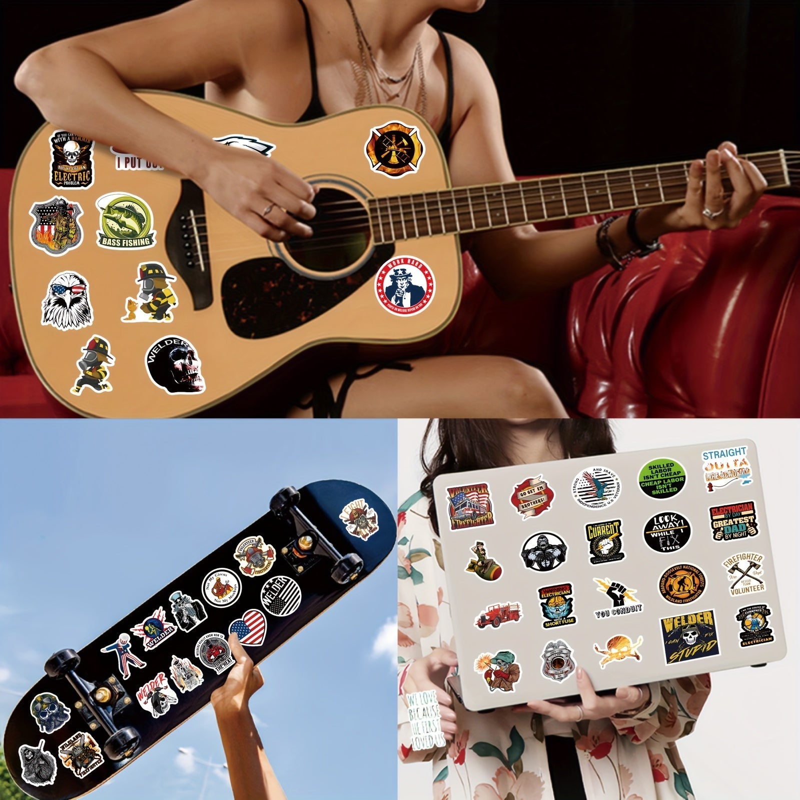 300pcs Funny Stickers Decals DIY Helmet Hard Hat Tool Box Decoration