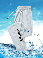 Boys Letter Graphic Quick drying Trousers Drawstring Waist Thin Casual Sport Jog