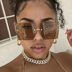 Square Rimless Sunglasses Gradient UV400 Sun Shades