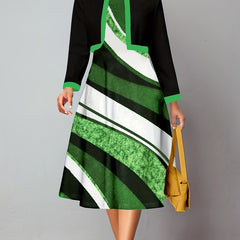 Women's Plus Size Colorblock Stripe Print Tank Dress & Crop Cardigan 2pc
