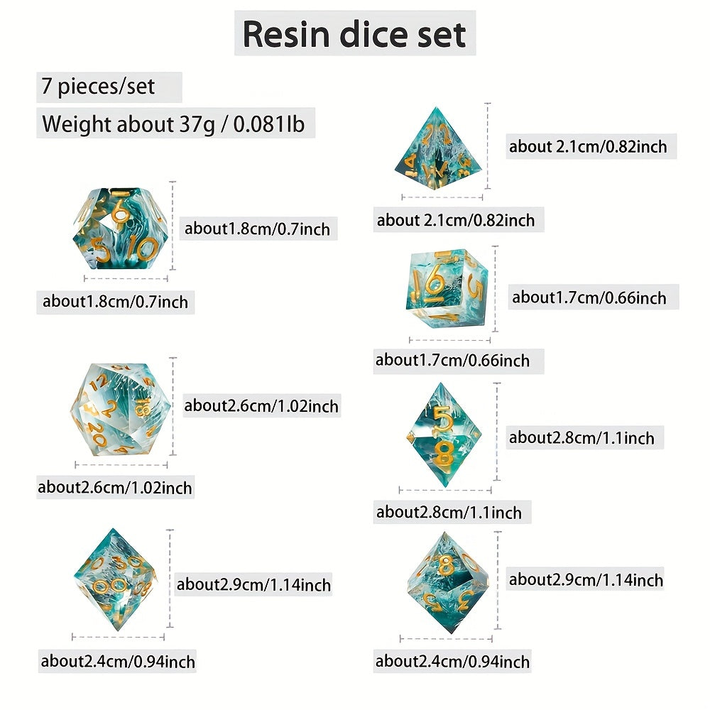 7pc Resin Polyhedral Dice Set 20 Sided Halloween Design