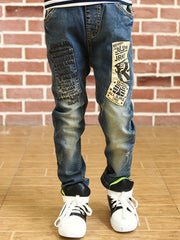 Boys Letter Pattern Jeans Denim Pants