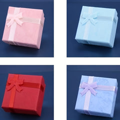 24pcs Jewelry Paper Box Ribbon Packaging Box Wedding Decoration Box