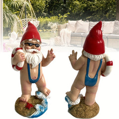 Funny Garden Swimming Ring Gnome Resin Statue Indoor Home Decor Crafts