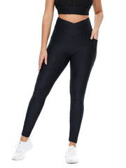 Striped Wide Waistband Sports Leggings With Pocket