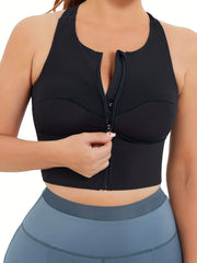 Wireless Sports Bra with Zipper Closure