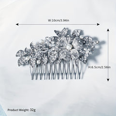 Bridal Wedding Jewelry Alloy Flower Rhinestone Comb Faux Pearl