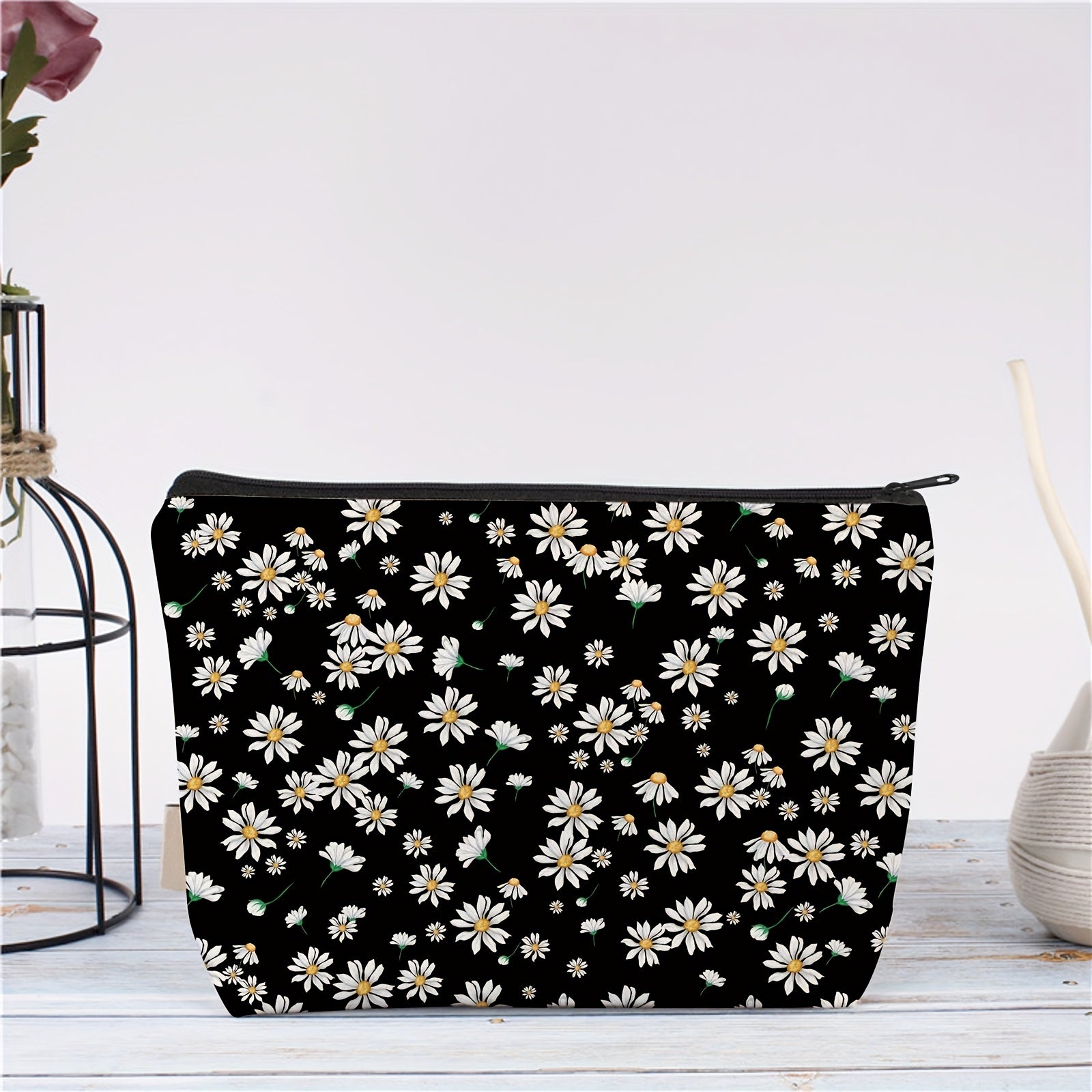Daisy Makeup Bag Organizer Large Capacity Canvas Travel Toiletry Bag
