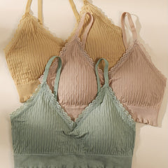 3pcs Lace Wireless Bras Comfy & Breathable Bra Women's Lingerie