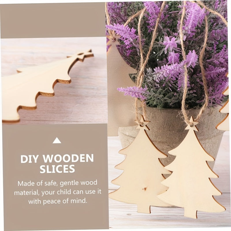 10pcs Christmas Tree Chips Decor Arts And Crafts Wooden Slice Nativity Craft