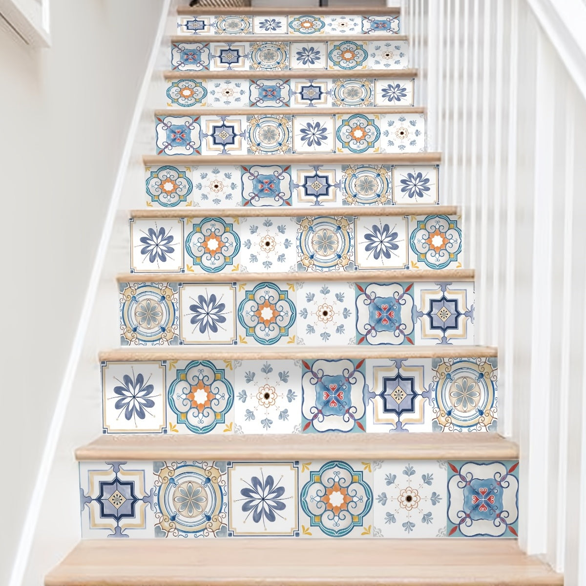 Moroccan Geometric Pattern Stair Decal Waterproof Self-adhesive Wallpaper