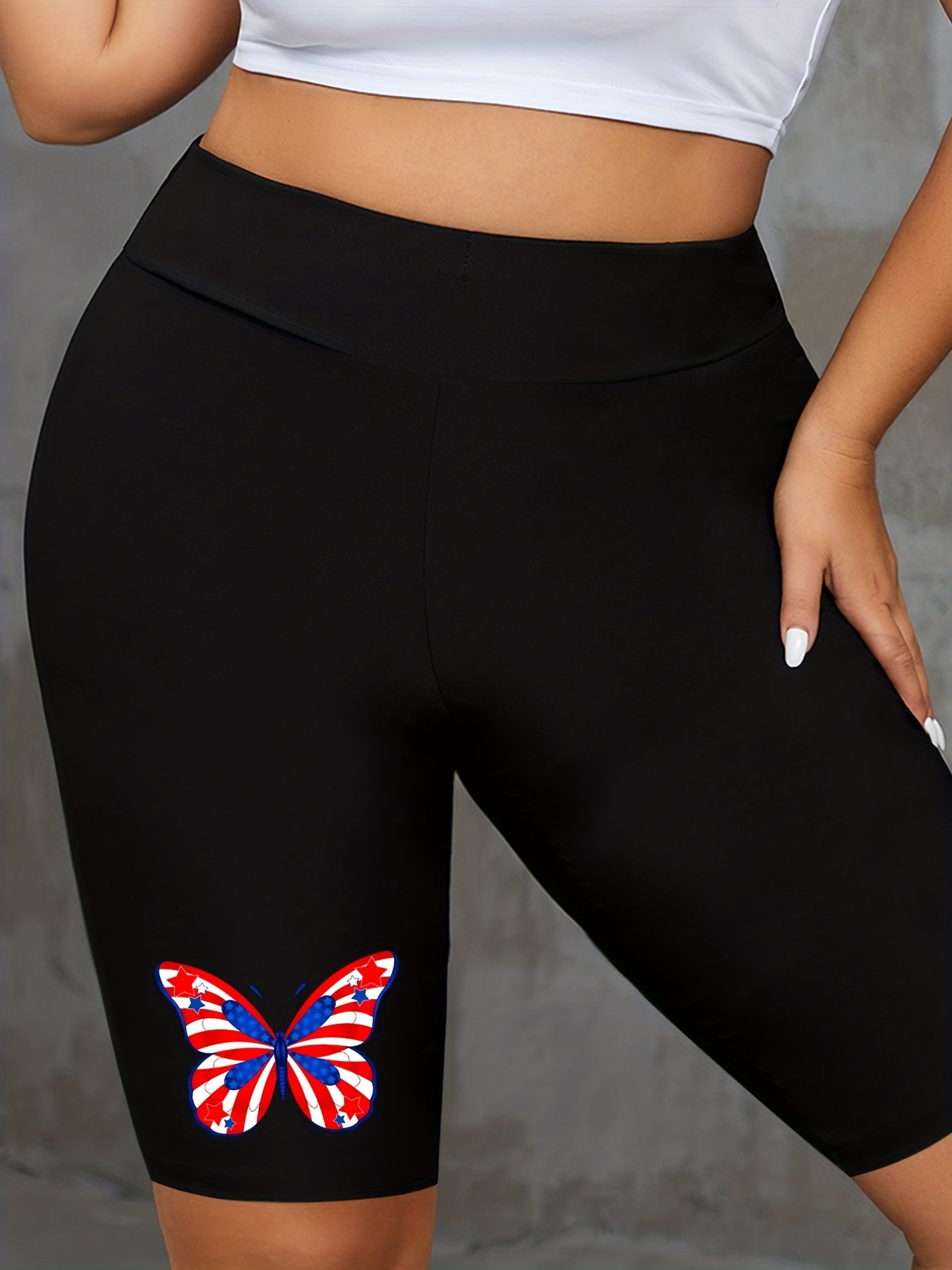 Butterfly Print High Rise Biker Shorts