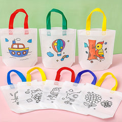 8pcs Japanese Style DIY Graffiti Art Tote Bags Hand Painted Document Holders
