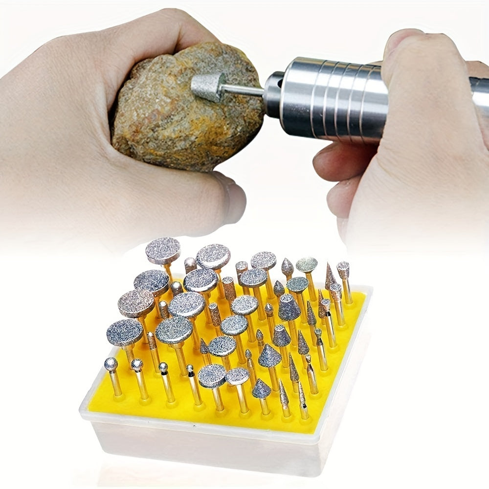 50pcs Diamond Burr Set 1/8 Inch 3mm Diamond Drill Bits for Jewelry Glass Ceramic