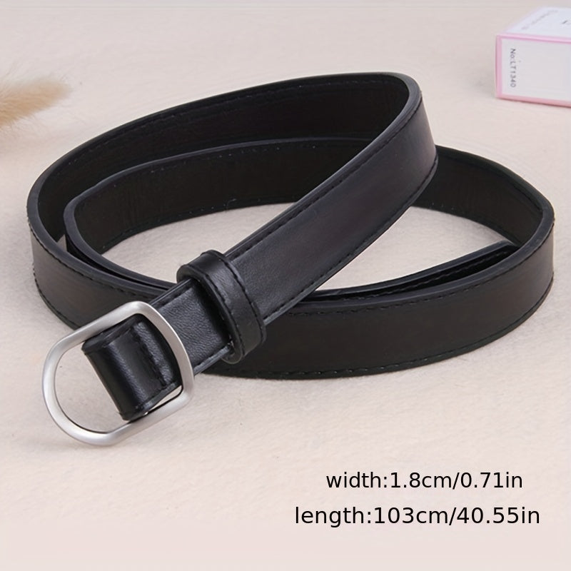 Thin Belt Hole Buckle PU Leather Solid Casual Jeans Pants Belt