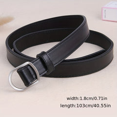 Thin Belt Hole Buckle PU Leather Solid Casual Jeans Pants Belt