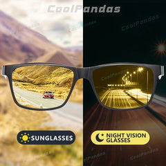 Carbon Fiber Photochromic Polarized Sunglasses Safe Driving Sun Glasses