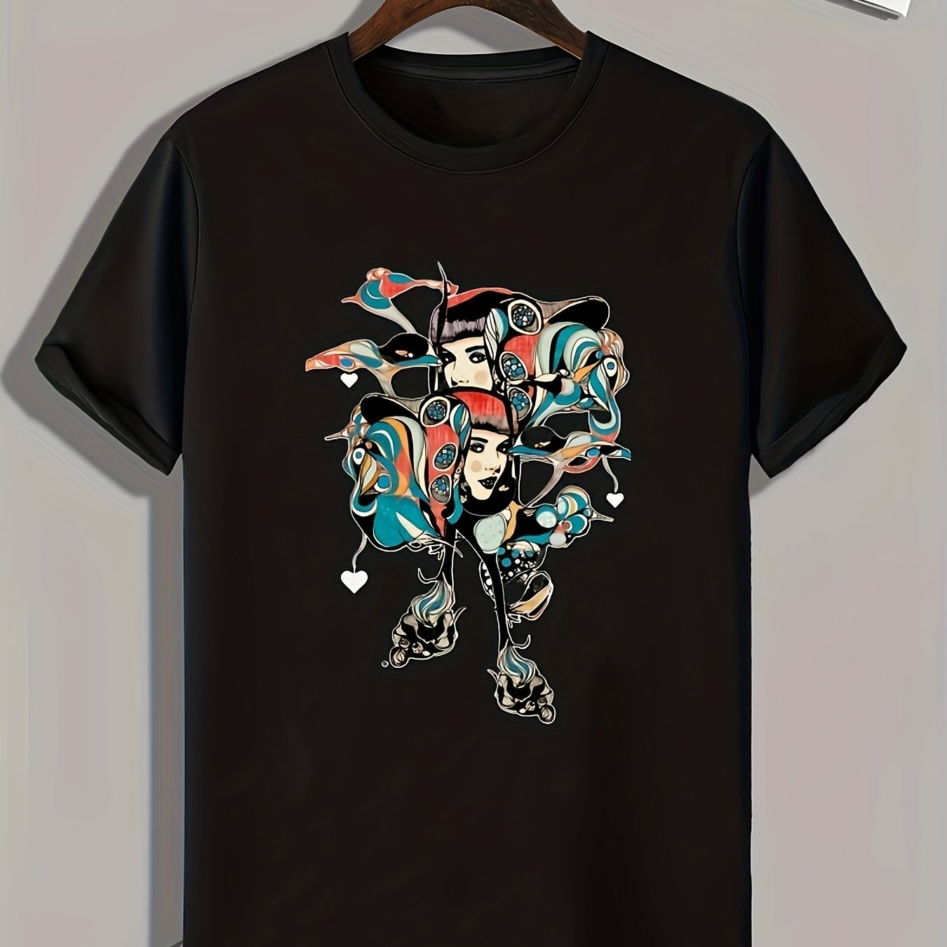 Women Face Print Men's Graphic T-shirt for Summer