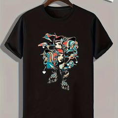 Women Face Print Men's Graphic T-shirt for Summer
